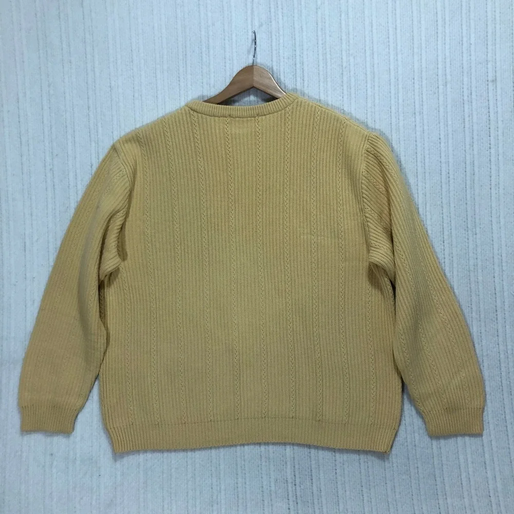 Chaps Knit Sweater Ribbed Crew Neck Pullover Classic Fit Yellow Size‎ (See Pics)
